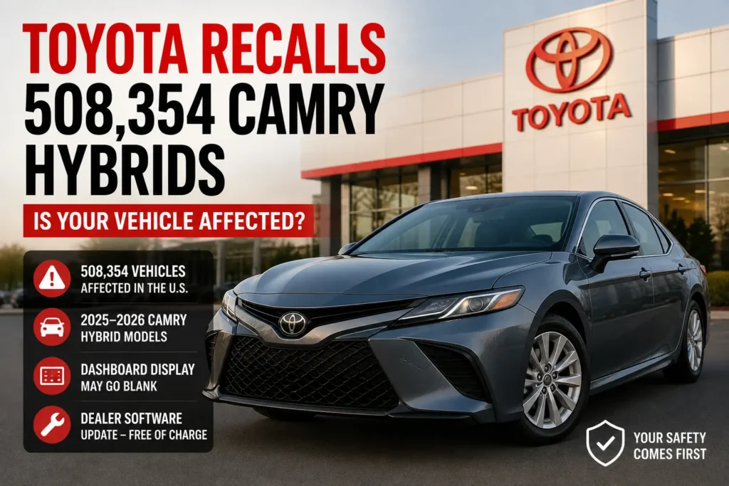 Toyota recalls 508,354 Camry hybrids in 2026
